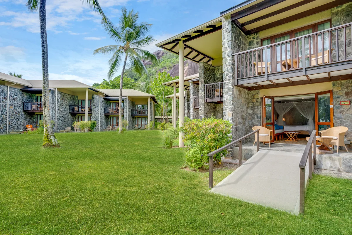 Image showing the ramp from an accessible guest room to the garden