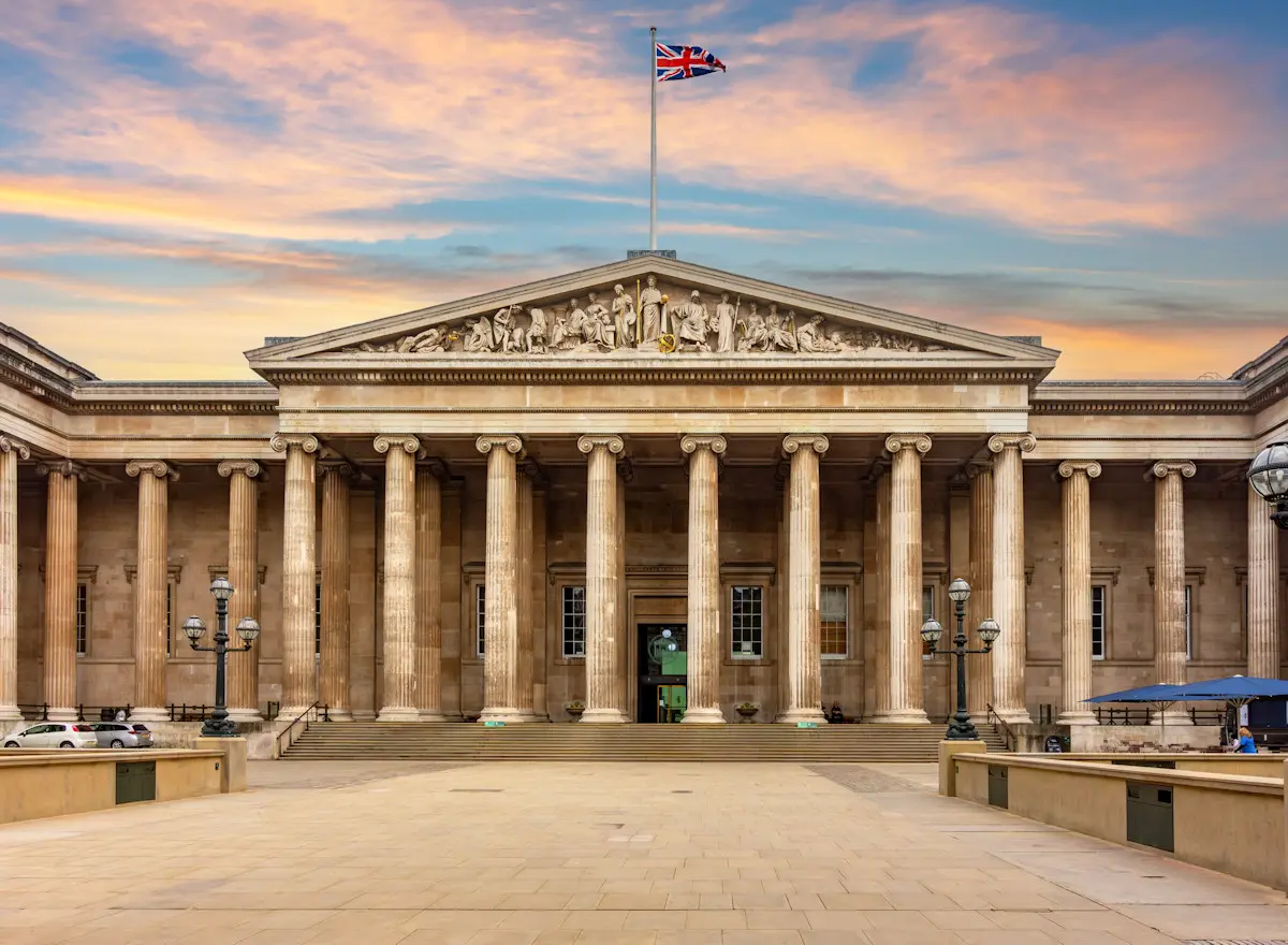 Image shows the fron of the British Museum