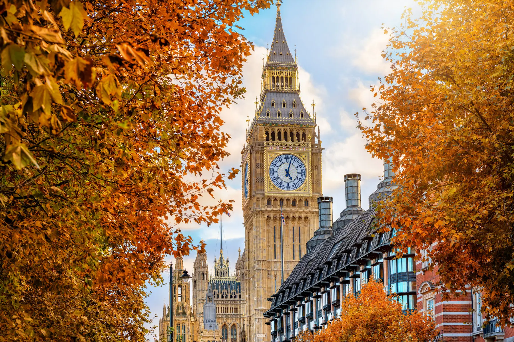 Big Ben viewed through autumn trees