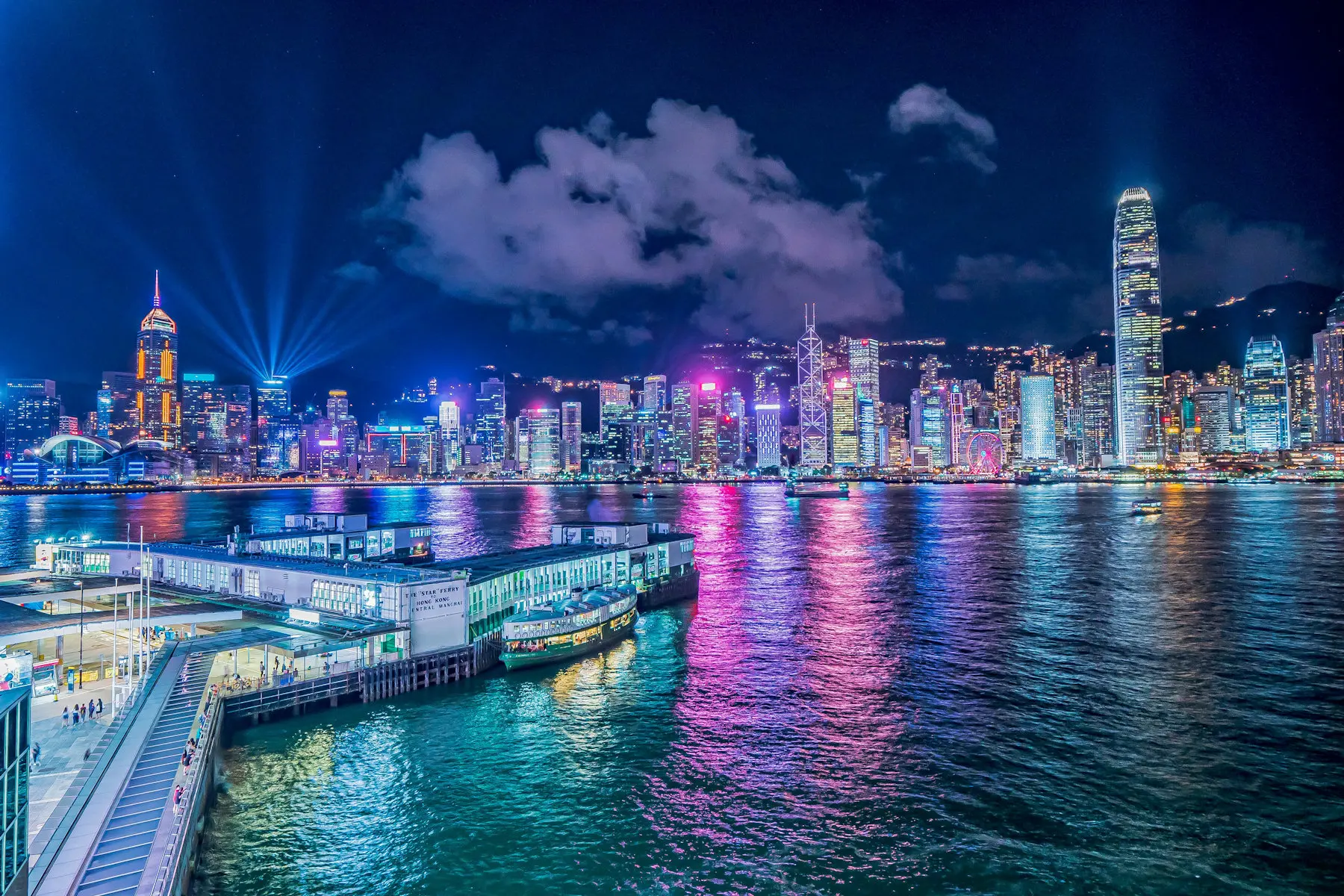 Night time image of the Hong Kong skyline
